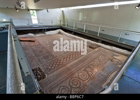 Pavilion di St Albans Park, Hertfordshire alloggiamento di antico romano hypocaust - impianti di riscaldamento a pavimento. Foto Stock