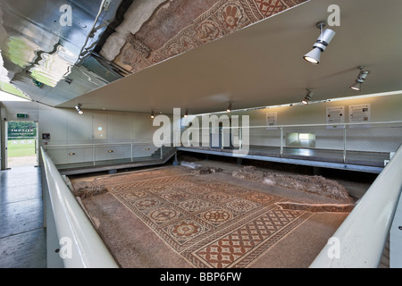 Pavilion di St Albans Park, Hertfordshire alloggiamento di antico romano hypocaust - impianti di riscaldamento a pavimento. Foto Stock