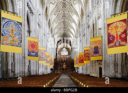 Navata centrale della cattedrale di Winchester, Winchester, Hampshire, Inghilterra, Regno Unito Foto Stock