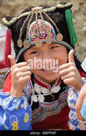 Carino Hani ragazza di minoranza in Cina Yuanyang Foto Stock