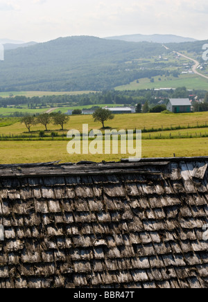 Les Eboulements fields landscape Foto Stock