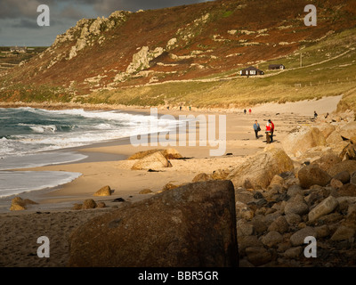 Sennen beach in inverno Foto Stock