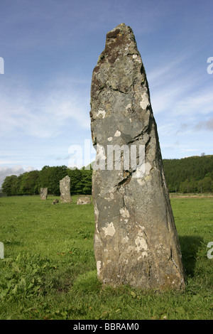 Nether Largie pietre permanente, Kilmartin, Scozia. Vista pittoresca della storica Nether Largie pietre permanente. Foto Stock
