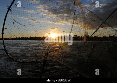 Reti da pesca lungo il fiume Shire in Malawi.Africa Foto Stock