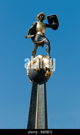 San Giorgio fontana con la statua di San Giorgio il drago cacciatrice, Speyer, Renania-Palatinato, Germania, Europa Foto Stock