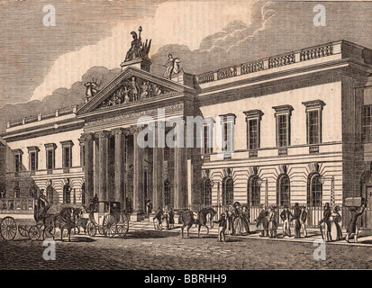 East India casa in Leadenhall Street, Londra, il quartier generale della British East India Company. Incisione, ca. 1834. Foto Stock