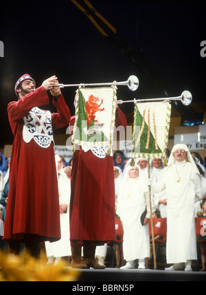 Il cerimoniale fanfara a Eisteddfod nazionale del Galles Foto Stock