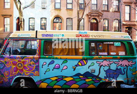 Dipinto di VW camper, New York Foto Stock