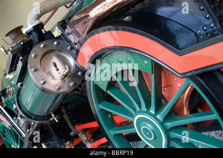 Treno a vapore da vicino che mostra i dettagli Foto Stock