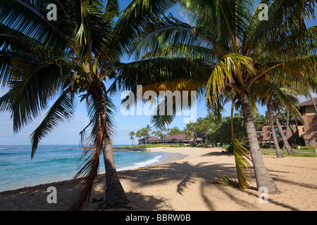 La spiaggia di Poipu Beach Kauai Hawaii Foto Stock