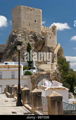 Il vecchio castello moresco a Olvera in provincia di Cadice, Andalusia, Spagna Foto Stock