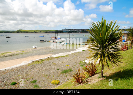 La vista sul fiume camel a Padstow dal rock in cornwall, Regno Unito Foto Stock