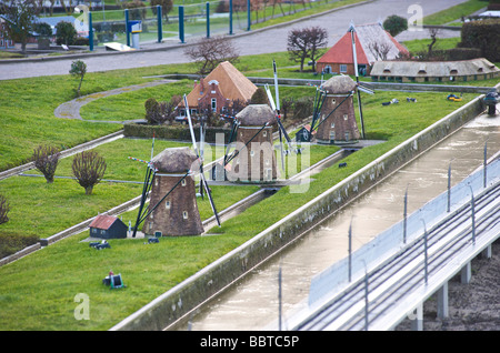 Kinderdijk come replicato in Madurodam Foto Stock