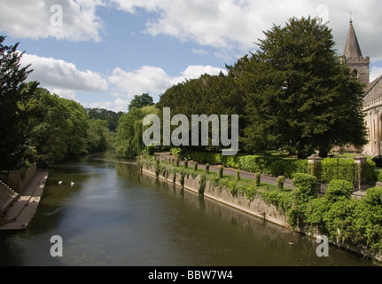 Il fiume Avon a Bradford-on-Avon, Wiltshire, Regno Unito Foto Stock