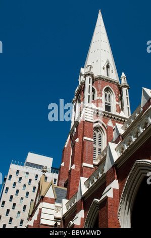 La guglia della neo-gotica Albert Street Uniting Chiesa, Brisbane, Australia Foto Stock