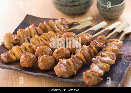 Grigliata di spiedini di pollo Foto Stock