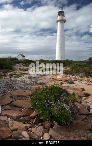Gli umili Point Lighthouse spicca su un punto sporgente nella parte settentrionale del Golfo di Spencer Foto Stock