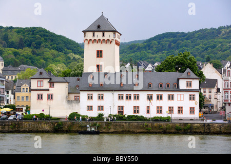 Il vecchio castello di Boppard sul fiume Reno, Renania-Palatinato, Germania, Europa Foto Stock