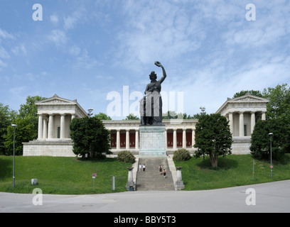 Ruhmeshalle Hall of Fame e la Baviera statua, Monaco di Baviera, Germania, Europa Foto Stock