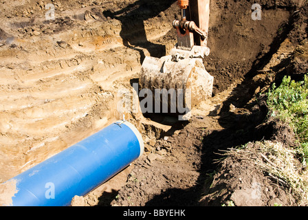 Tubo di acqua essendo prevista al Louis Clark regionale sistema acqua Costruzioni di pipeline sito in Sud Dakota Foto Stock