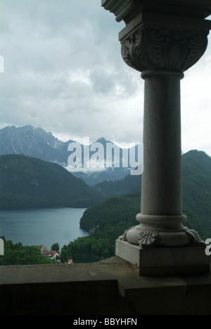 Vista dal castello di Neuschwanstein al Alpsee ,Baviera, Foto Stock
