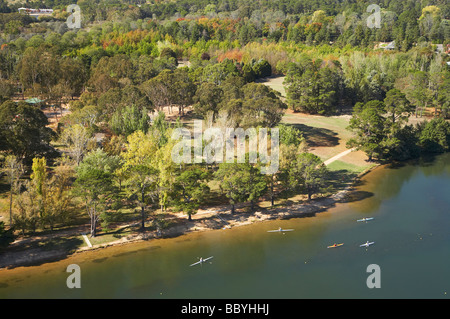 Weston Park Yarralumla e kayak Lago Burley Griffin atto di Canberra Australia antenna Foto Stock