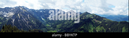 Vista panoramica dal Hörnergruppe al Allgau Alpi Foto Stock
