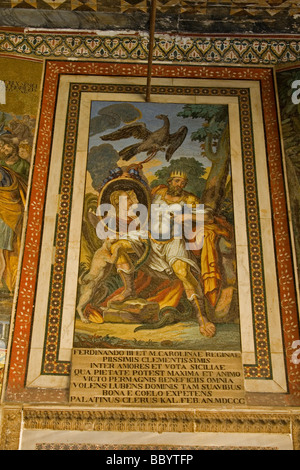 Mosaici su esterno della cappella Palantine, Palazzo dei Normanni, Palermo, Sicilia, Italia, Europa Foto Stock