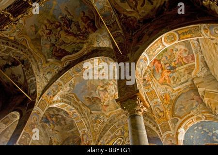 Greco bizantino mosaici in oro nella cupola della chiesa della Martorana, Palermo, Sicilia, Italia, Europa Foto Stock