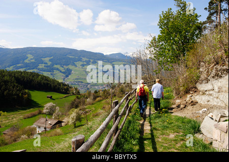 Sentiero escursionistico vicino a Laion, Valle Isarco, Alto Adige, Italia, Europa Foto Stock