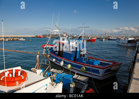 Barcos en el puerto pesquero de Tarifa Cádiz Andalucía España barche nel porto di pesca di Tarifa Cadice Andalusia Spagna Foto Stock