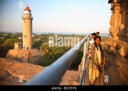 India, nello Stato del Tamil Nadu, Mamallapuram Mahabalipuram tempio, sito del Patrimonio Mondiale Foto Stock