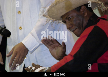 I musicisti folk a un ULACIT riunione folcloristica città di Panama, Repubblica di Panama America Centrale Foto Stock