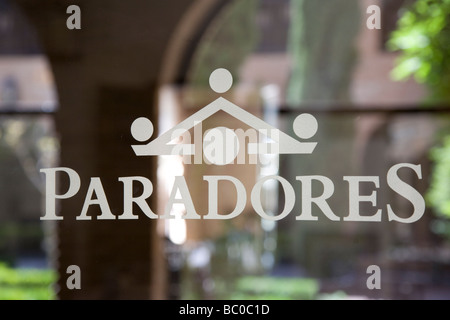 Parador Hotel Logo, Chinchon, Regione di Madrid, Spagna Foto Stock