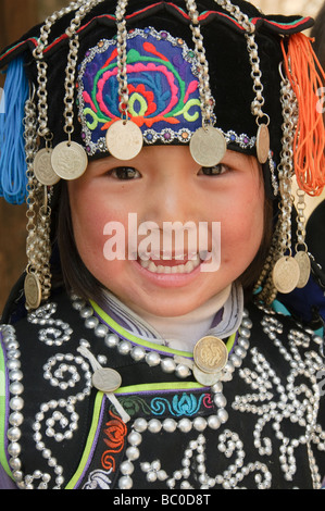 Carino Hani ragazza di minoranza in Cina Yuanyang Foto Stock