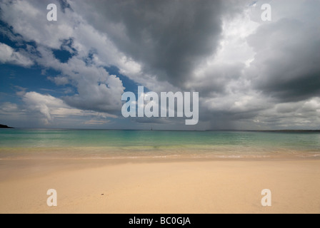 Aria di tempesta off Corbis Bay in Cornovaglia Foto Stock