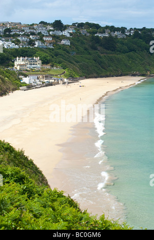 Bellissime spiagge come Carbis Bay in Cornovaglia sono visibili dal Sentiero costiero Foto Stock