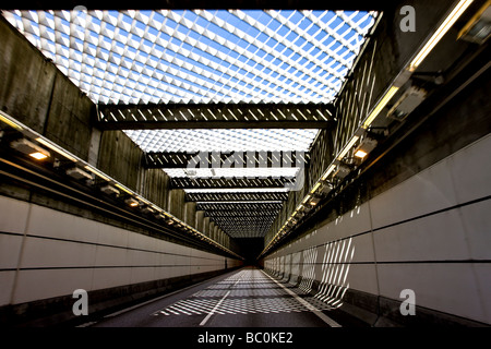 All'interno del tunnel al ponte di Oresund tra la Danimarca e la Svezia Foto Stock