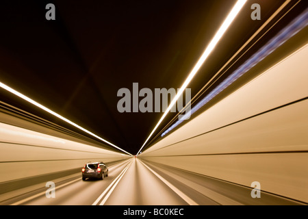 All'interno del tunnel al ponte di Oresund tra la Danimarca e la Svezia Foto Stock