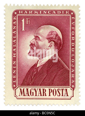 Vecchio ungherese francobollo con il ritratto di Lenin Foto Stock