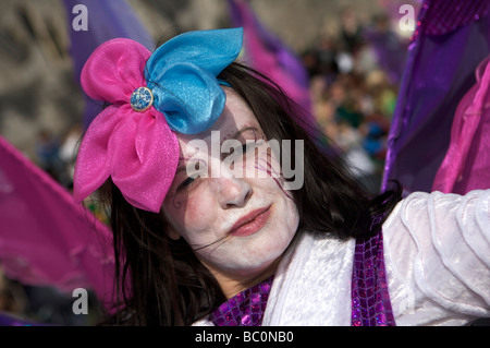 Il giorno di San Patrizio Parade Dublino Irlanda partecipante Foto Stock