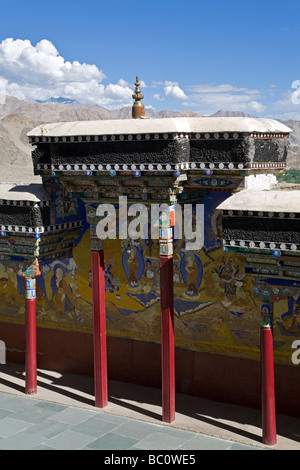 Thangka dipinti. Thiksey Gompa. Vicino a Leh. Ladakh. India Foto Stock