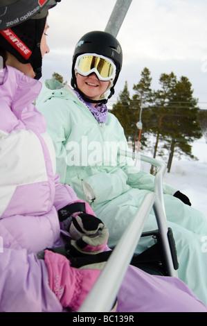 Snowboard in Geilo resort, Norvegia Foto Stock