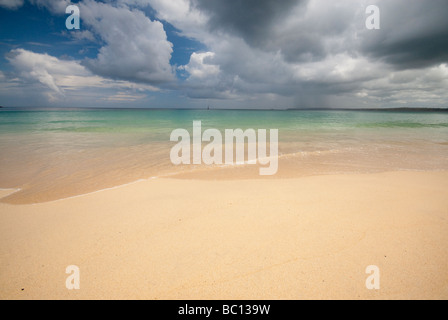 Aria di tempesta off Corbis Bay in Cornovaglia Foto Stock