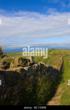 Vista verso est verso cragg lough da acciaio rigg milecastle over 39 sulla parete di Adriano Foto Stock