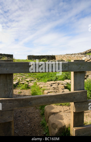 Milecastle 39 su Adriano muro romano, Northumberland Foto Stock