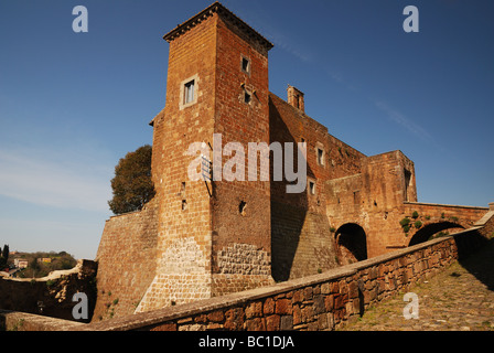 Castello di Celleno, Lazio, Italia, Europa. Il vecchio castello del 11 ° secolo è stato costruito in blocchi di tufo e probabilmente è stato costruito su un insediamento preesistente Foto Stock