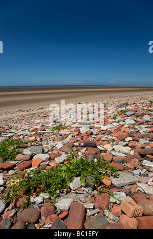 Man-made habitat shingle, costa di Sefton Foto Stock