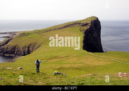 Neist Point, Duirinish Penisola, Isola di Skye, Ebridi Interne, costa ovest della Scozia, Regno Unito Foto Stock