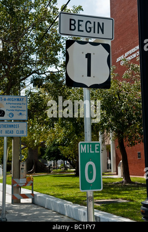 L'inizio della US Highway 1 in Key West Florida Foto Stock